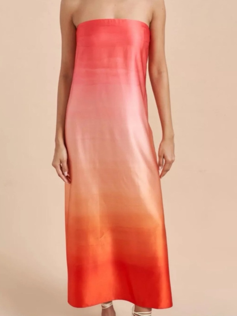 NWT La Ligne Silk Strapless Dress in Sunset
